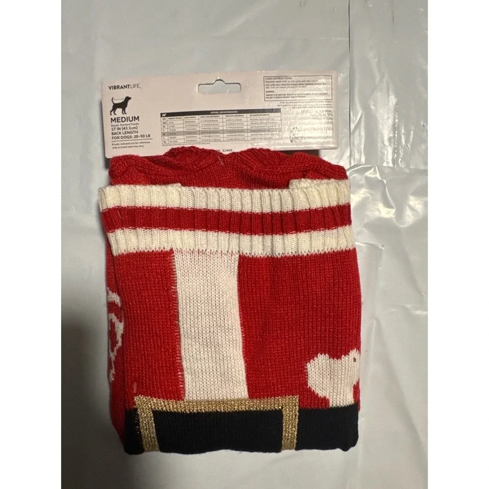 New Vibrant Life Pet Sweater Medium Red Holiday Dog Costume Beagle Poodle